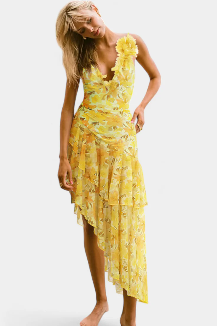 Ahria Bañador Entero Floral con Lirios Amarillos y Vestido a Juego - Image 2