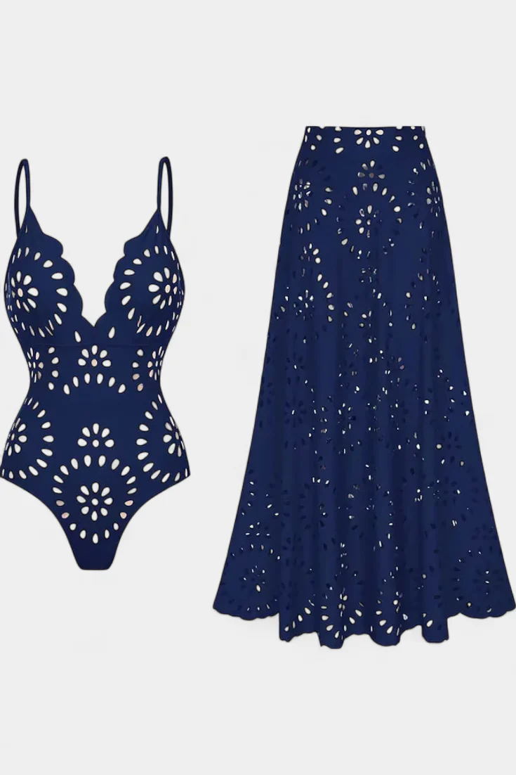 Ahria Swimsuit con Falda y Detalle Floral Calado - Image 5