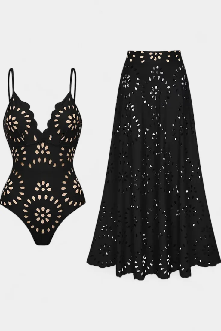 Ahria Swimsuit con Falda y Detalle Floral Calado - Image 6