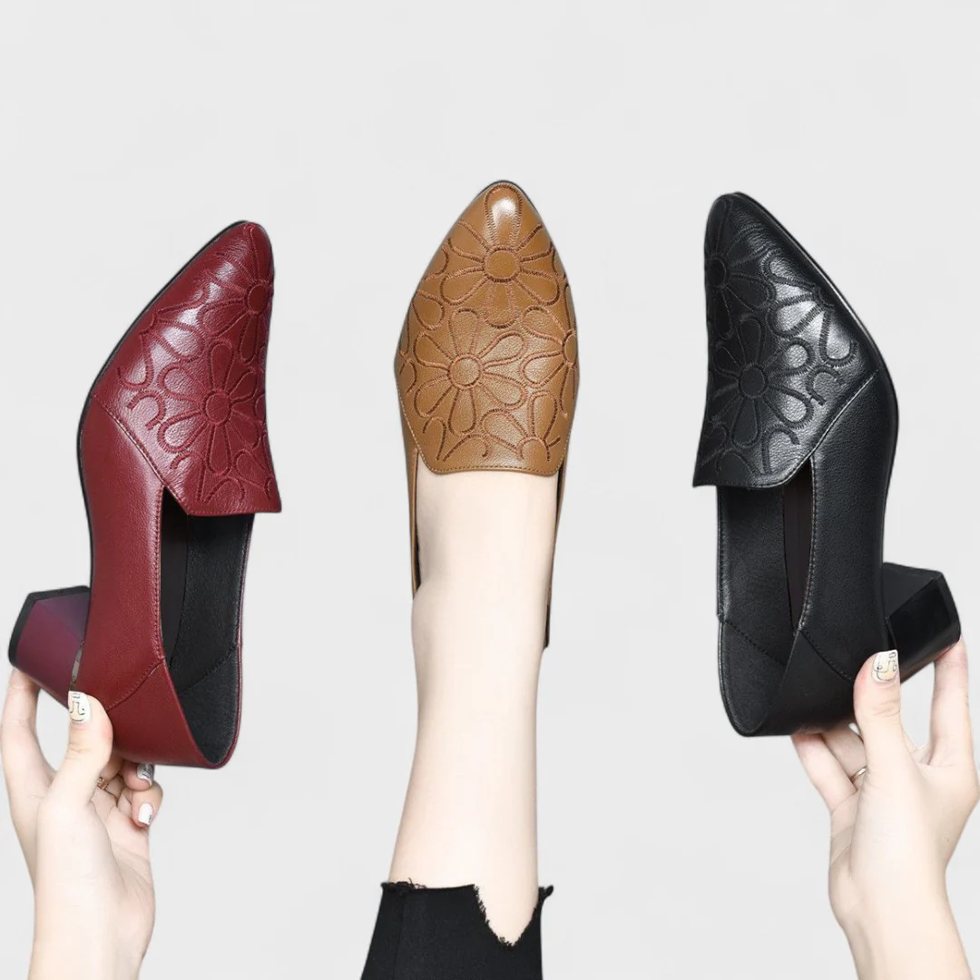 Ângela - Zapatos de tacón de piel vegana suave bordados - Image 2