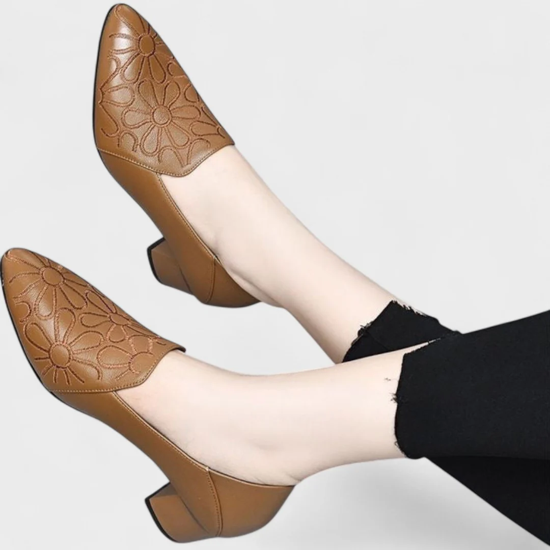 Ângela - Zapatos de tacón de piel vegana suave bordados - Image 5
