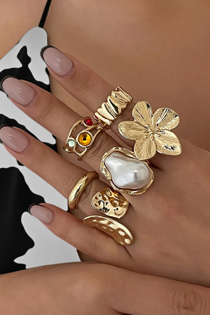 Anillo Abierto en Forma de Flor Líquida de Perla - Image 2