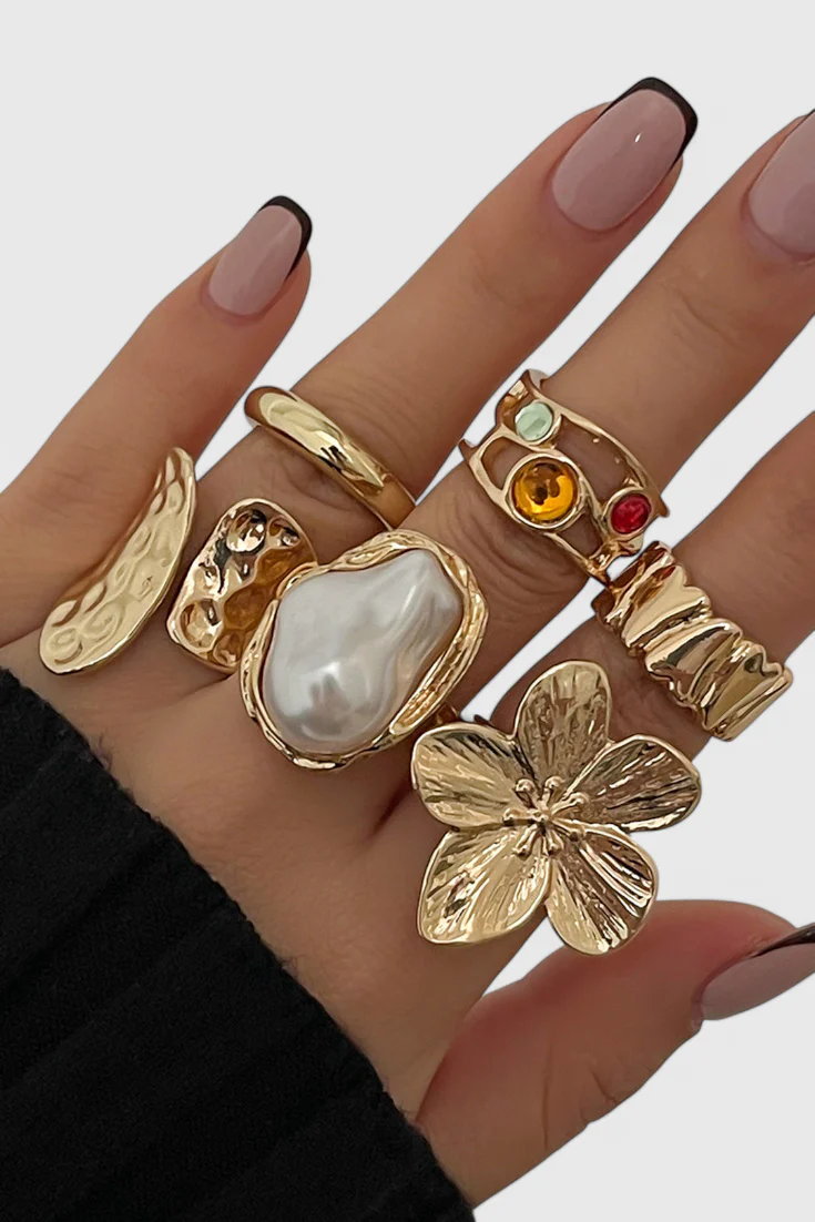 Anillo Abierto en Forma de Flor Líquida de Perla - Image 3
