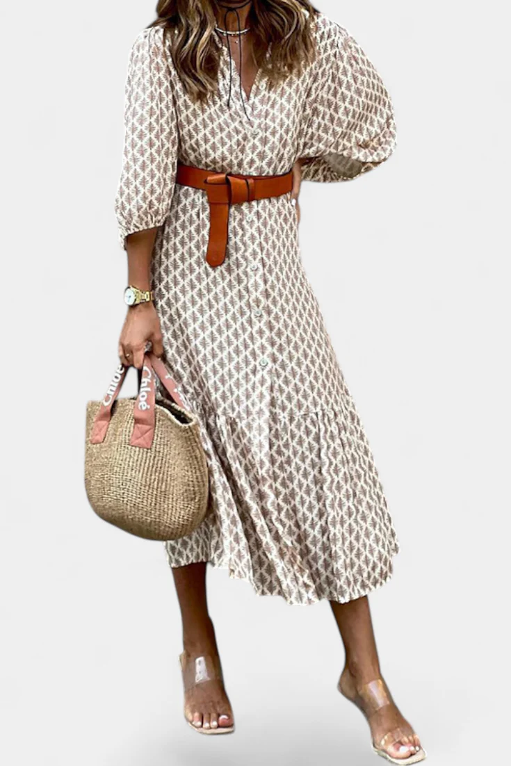 Antonia Vestido Midi con Cintura Ajustable y Botones - Image 2