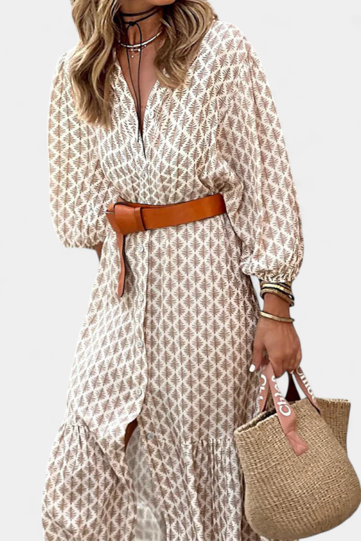 Antonia Vestido Midi con Cintura Ajustable y Botones - Image 4