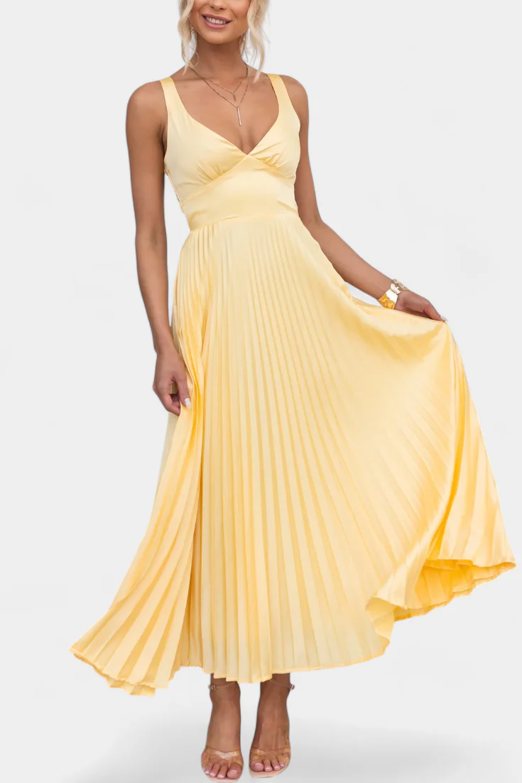 Arlena Vestido Plisado de Tiras con Espalda Cruzada - Image 2