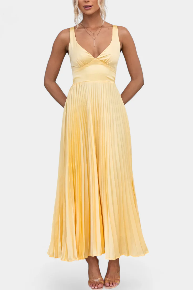 Arlena Vestido Plisado de Tiras con Espalda Cruzada - Image 3