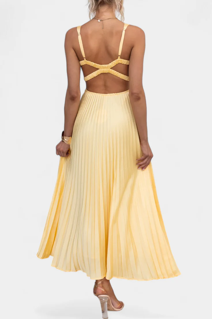 Arlena Vestido Plisado de Tiras con Espalda Cruzada - Image 5