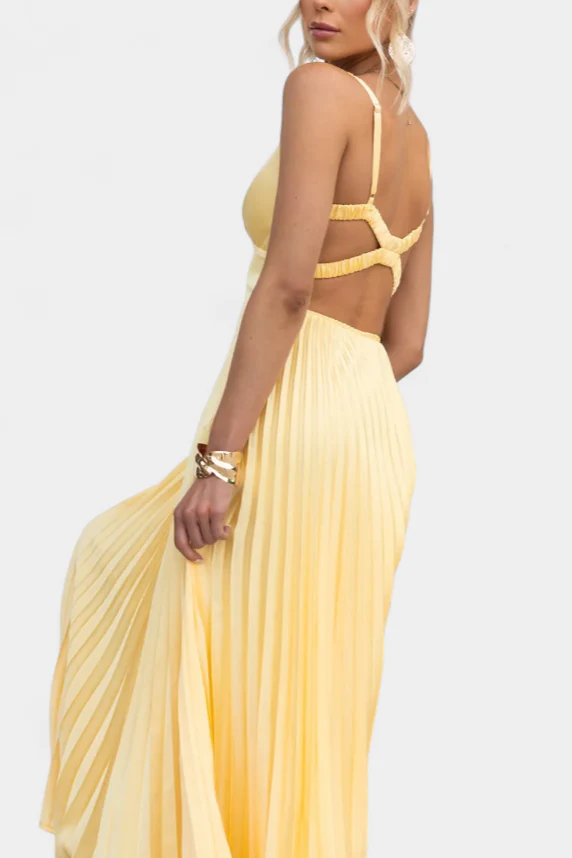 Arlena Vestido Plisado de Tiras con Espalda Cruzada - Image 6