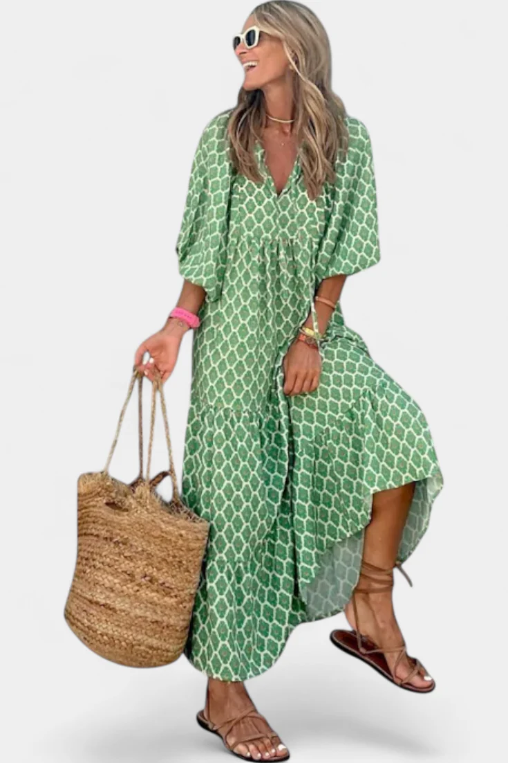 Aroa Vestido Boho con Estampado Artístico y Silueta Fluida - Image 12