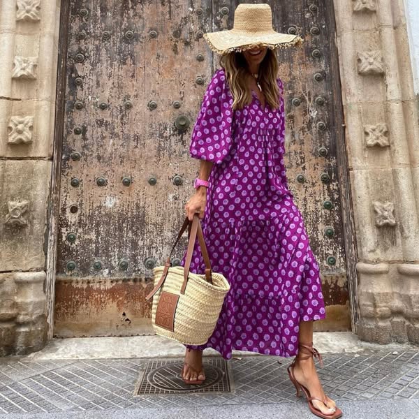 Aroa Vestido Boho con Estampado Artístico y Silueta Fluida - Image 13