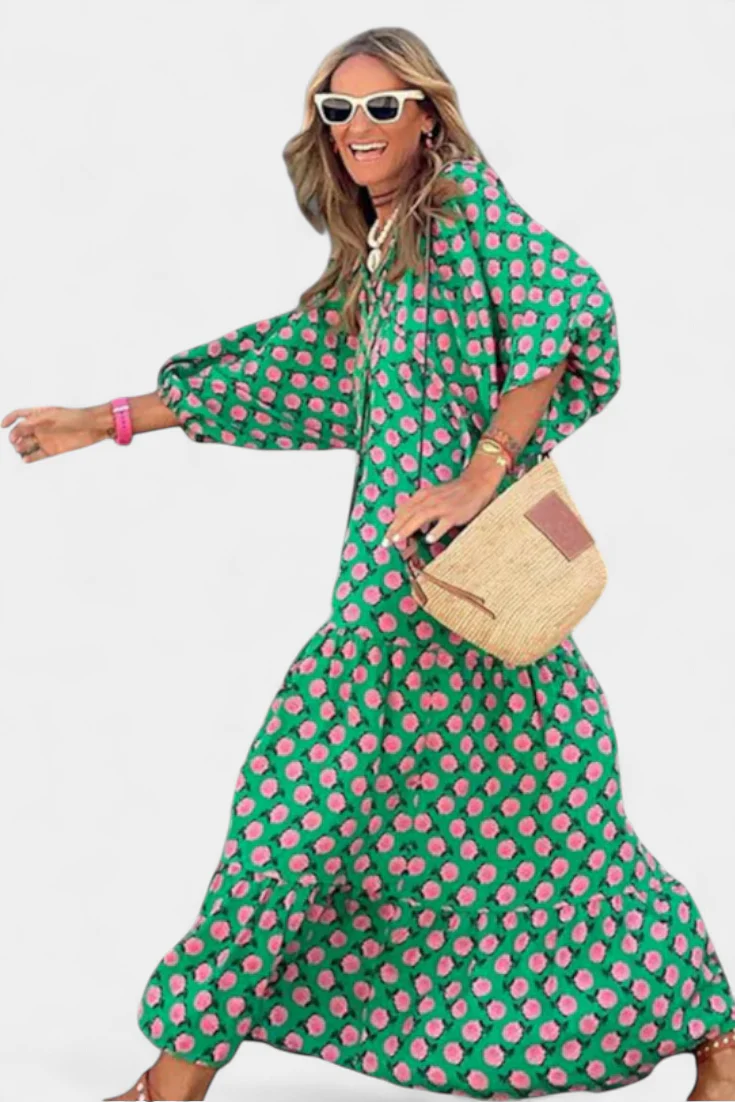 Aroa Vestido Boho con Estampado Artístico y Silueta Fluida - Image 3
