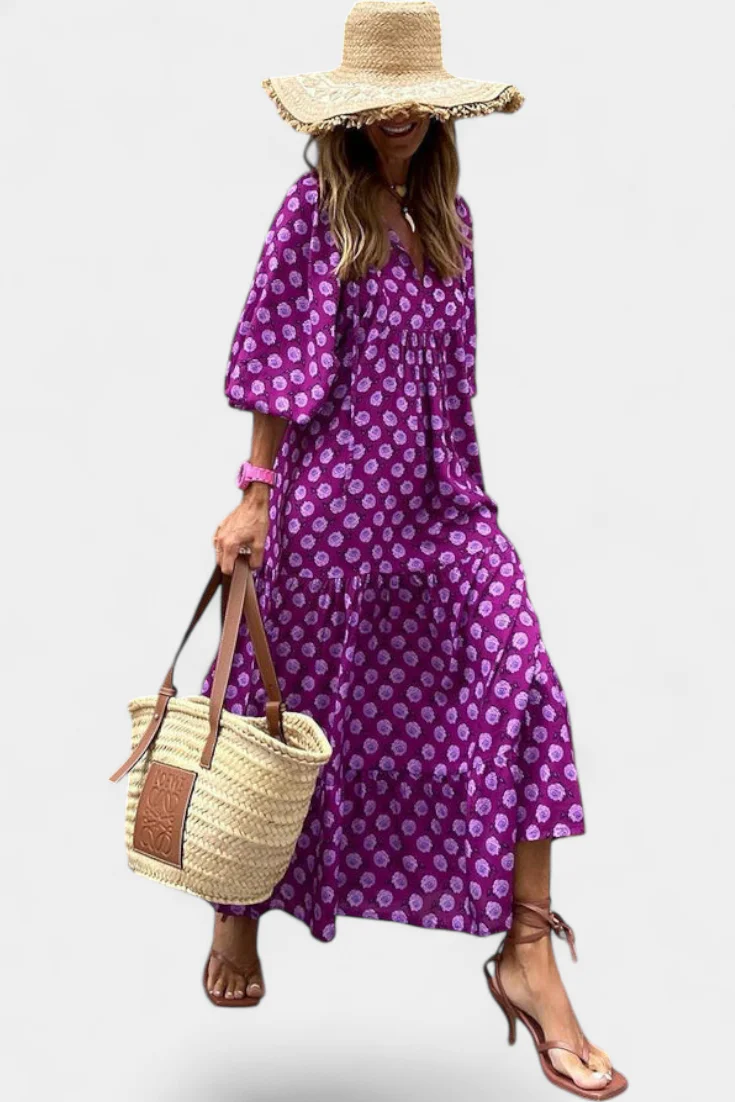 Aroa Vestido Boho con Estampado Artístico y Silueta Fluida - Image 8