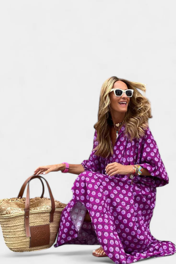 Aroa Vestido Boho con Estampado Artístico y Silueta Fluida - Image 9