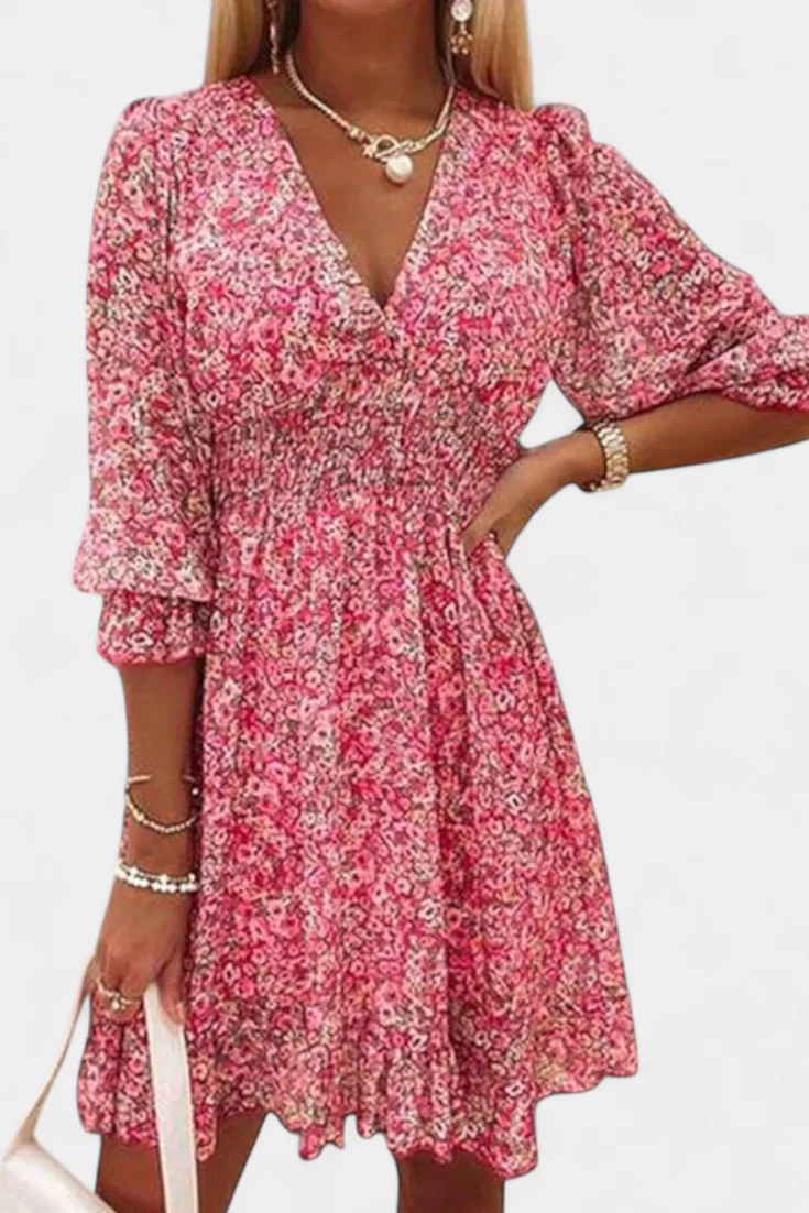Benicia Vestido Floral de Manga Abullonada con Dobladillo Juguetón - Image 8