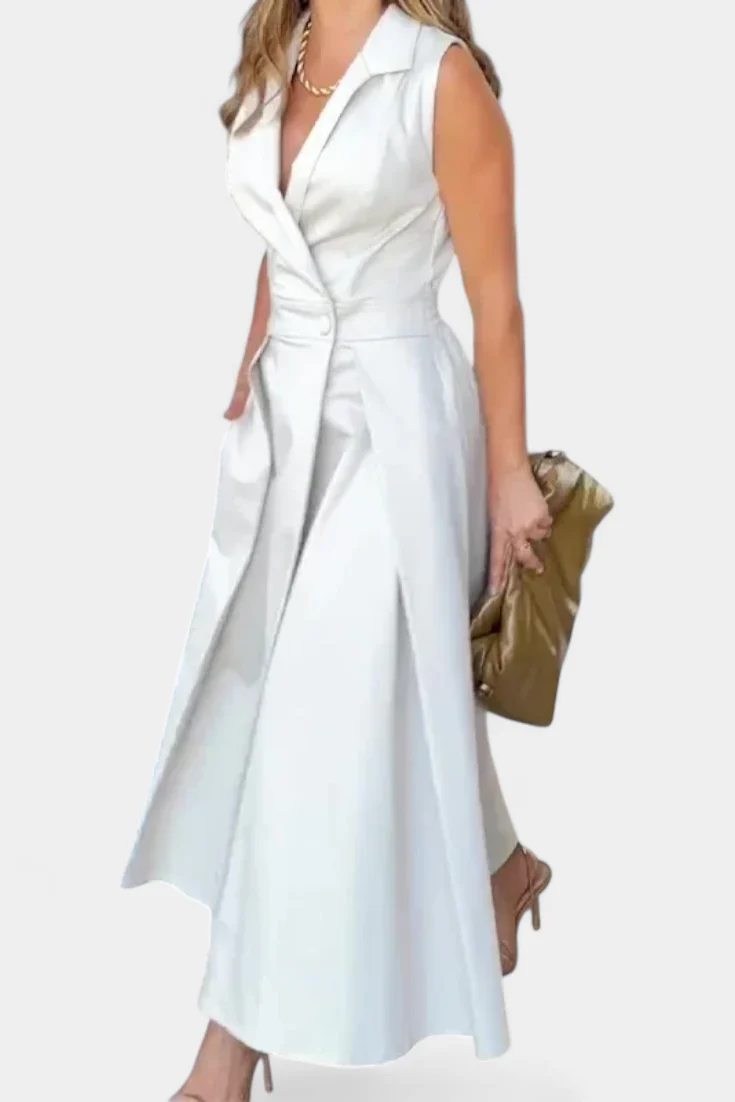 Beverly Vestido Blazer Sin Mangas con Corte A y Botones - Image 5