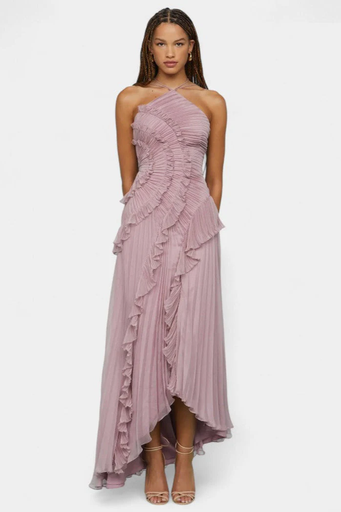 Bia Vestido de Halter con Volantes Plisados