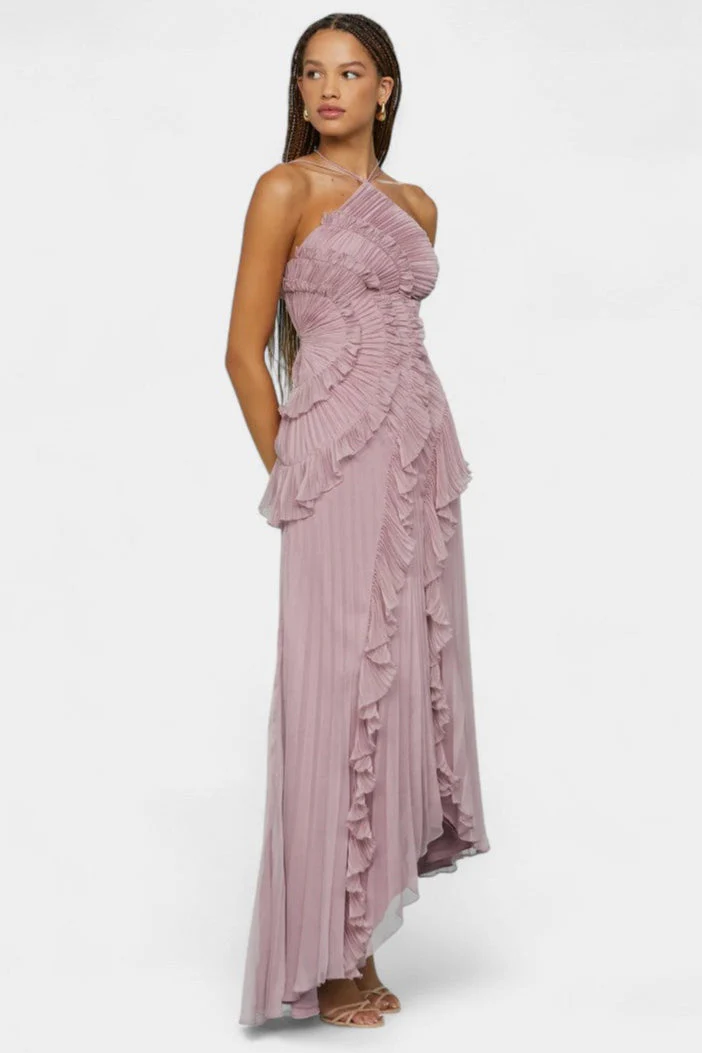 Bia Vestido de Halter con Volantes Plisados - Image 2