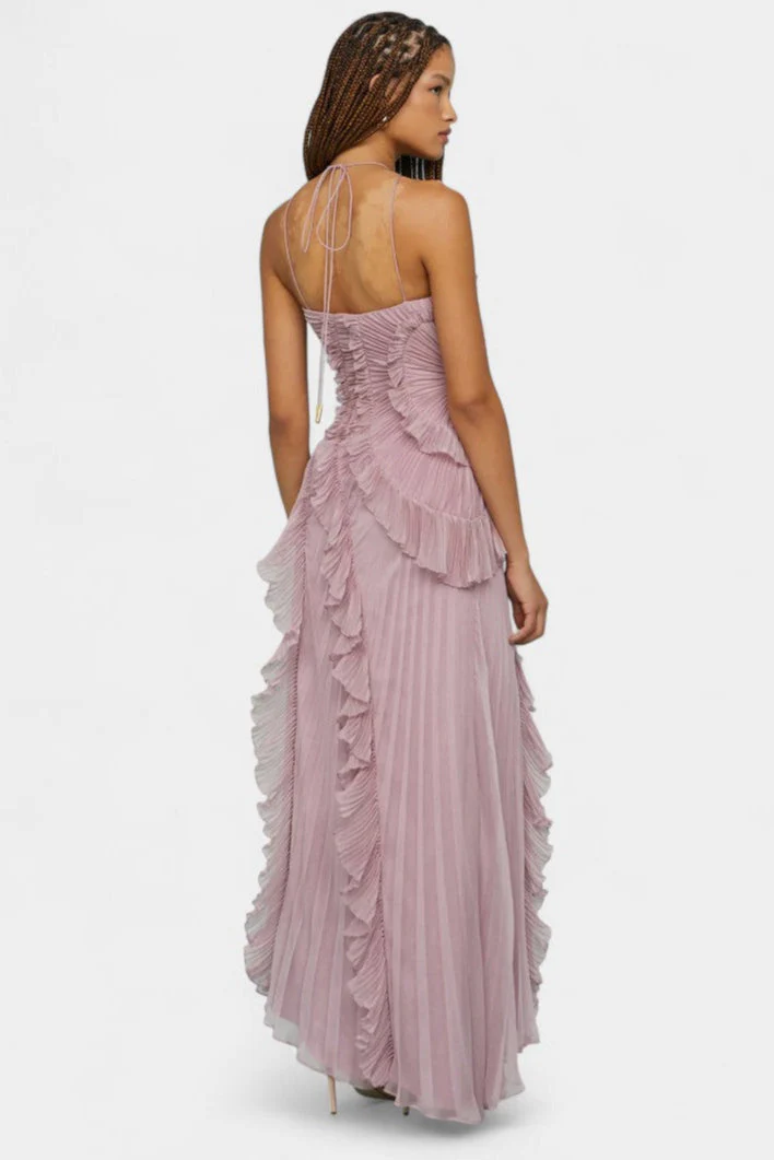Bia Vestido de Halter con Volantes Plisados - Image 3