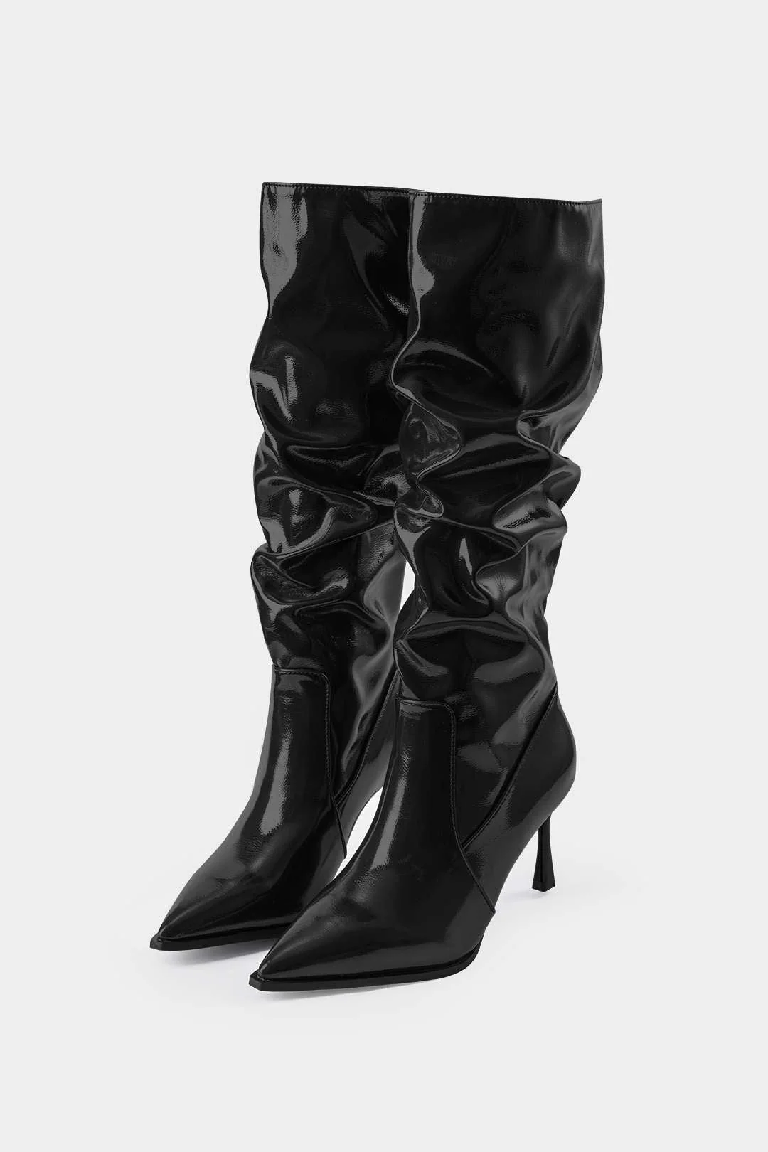 Botas de Cuero Sintético con Pliegues y Punta Afila - Image 6