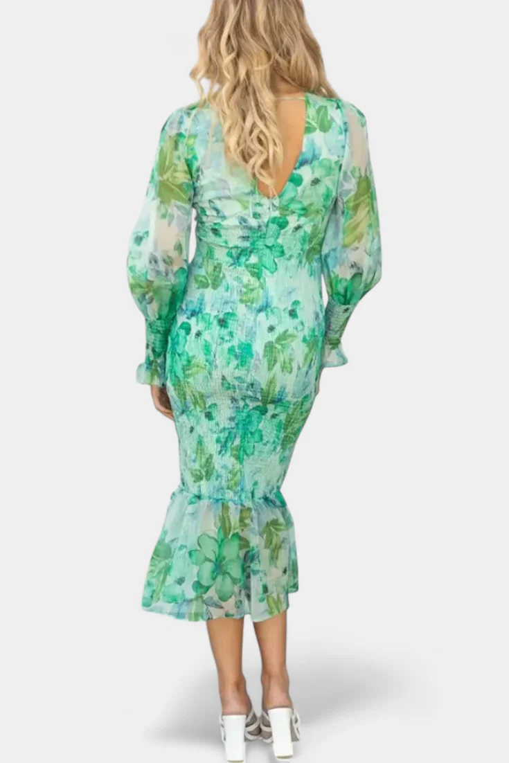 Carly Vestido Floral con Cintura Fruncida y Manga Larga - Image 6
