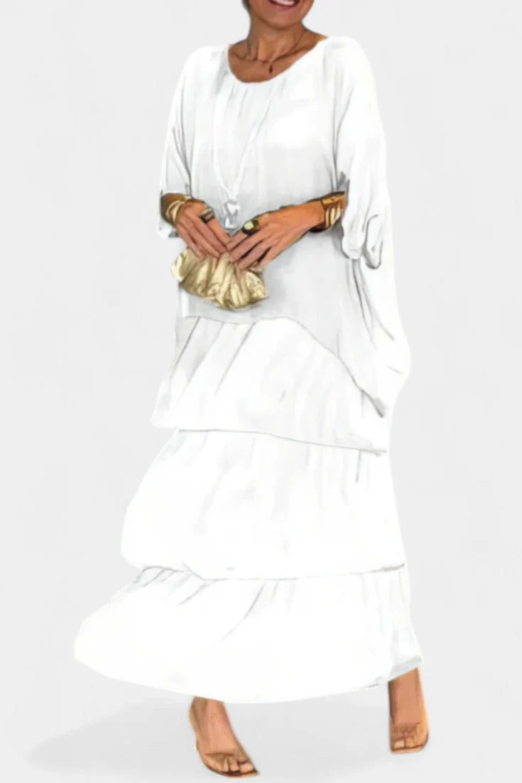 Caroline Vestido Maxi con Volantes y Mangas Murciélago - Image 6
