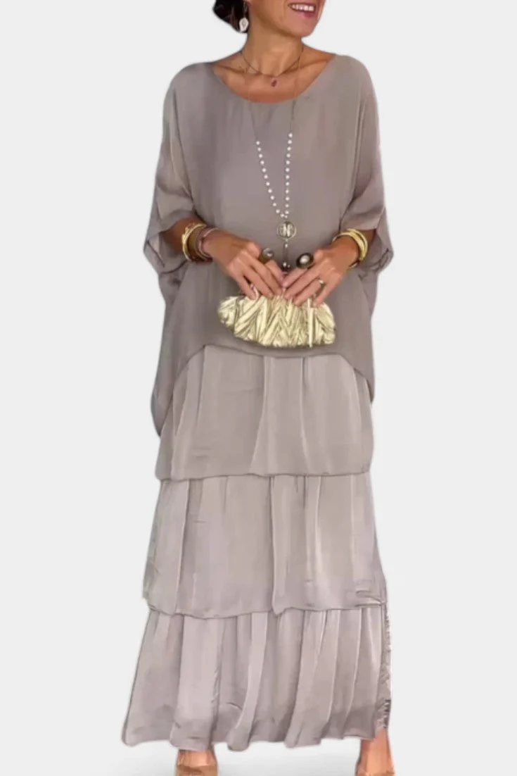 Caroline Vestido Maxi con Volantes y Mangas Murciélago - Image 7