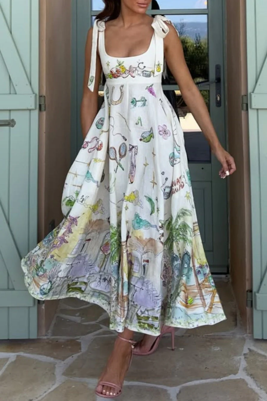 Cirila Vestido Largo con Cordones y Estampado Floral Fantasía - Image 5