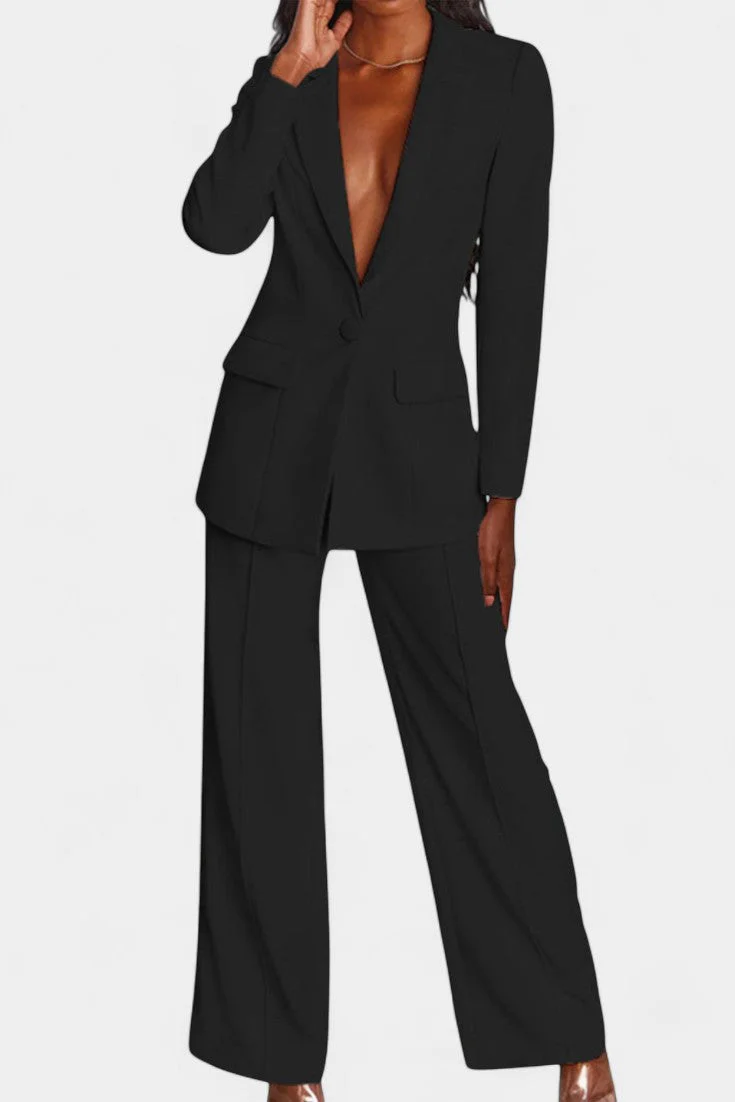 Marnie Conjunto de Blazer a Medida y Pantalones de Pierna Ancha - Image 11