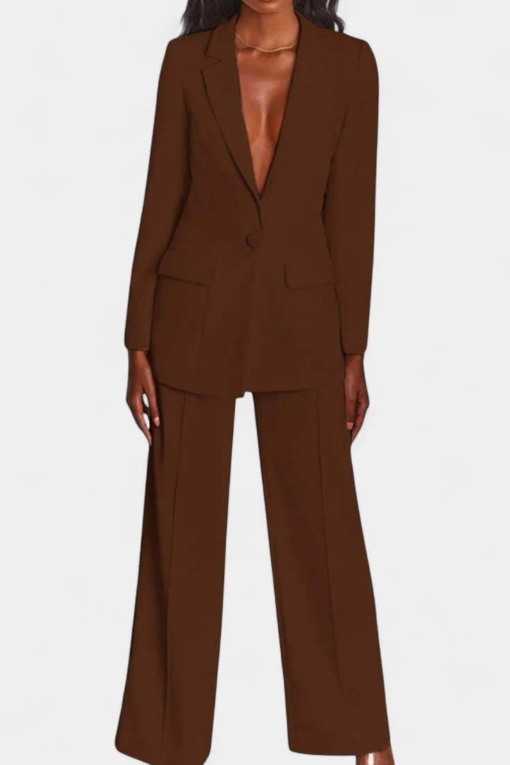Marnie Conjunto de Blazer a Medida y Pantalones de Pierna Ancha - Image 12
