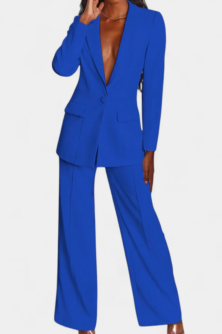 Marnie Conjunto de Blazer a Medida y Pantalones de Pierna Ancha - Image 13
