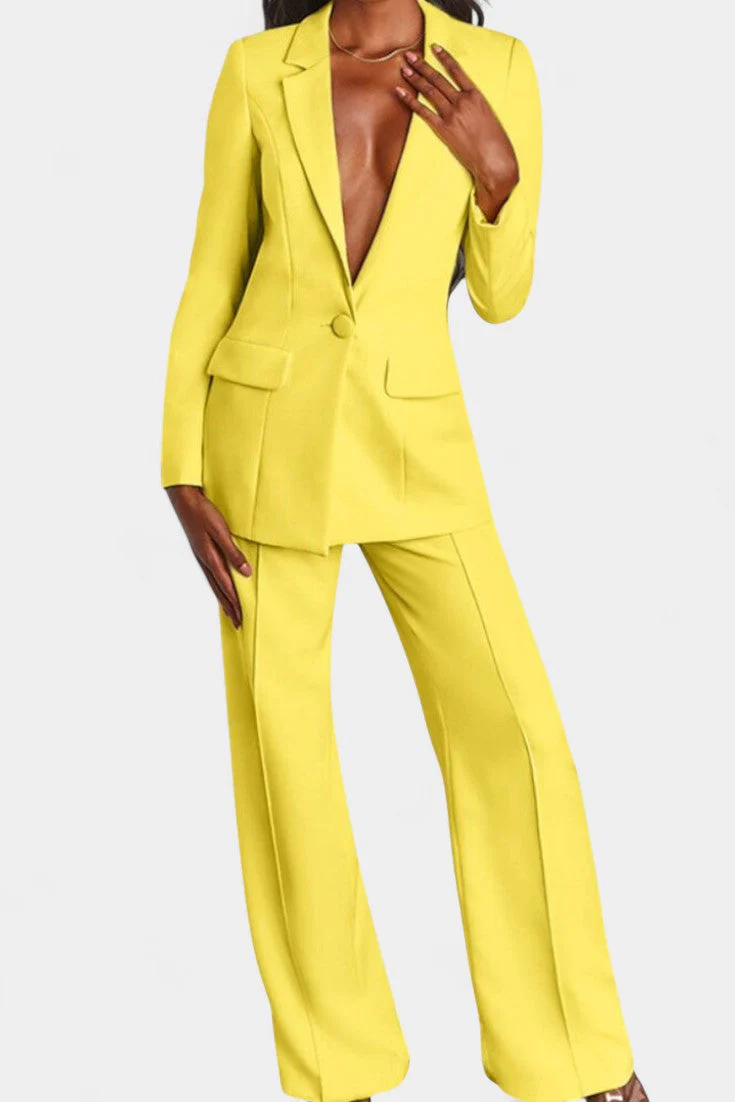 Marnie Conjunto de Blazer a Medida y Pantalones de Pierna Ancha - Image 8