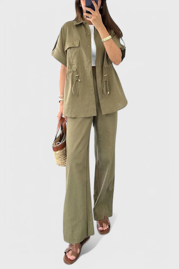 Lani Conjunto de Camisa y Pantalones de Dos Piezas Relaxed - Image 11
