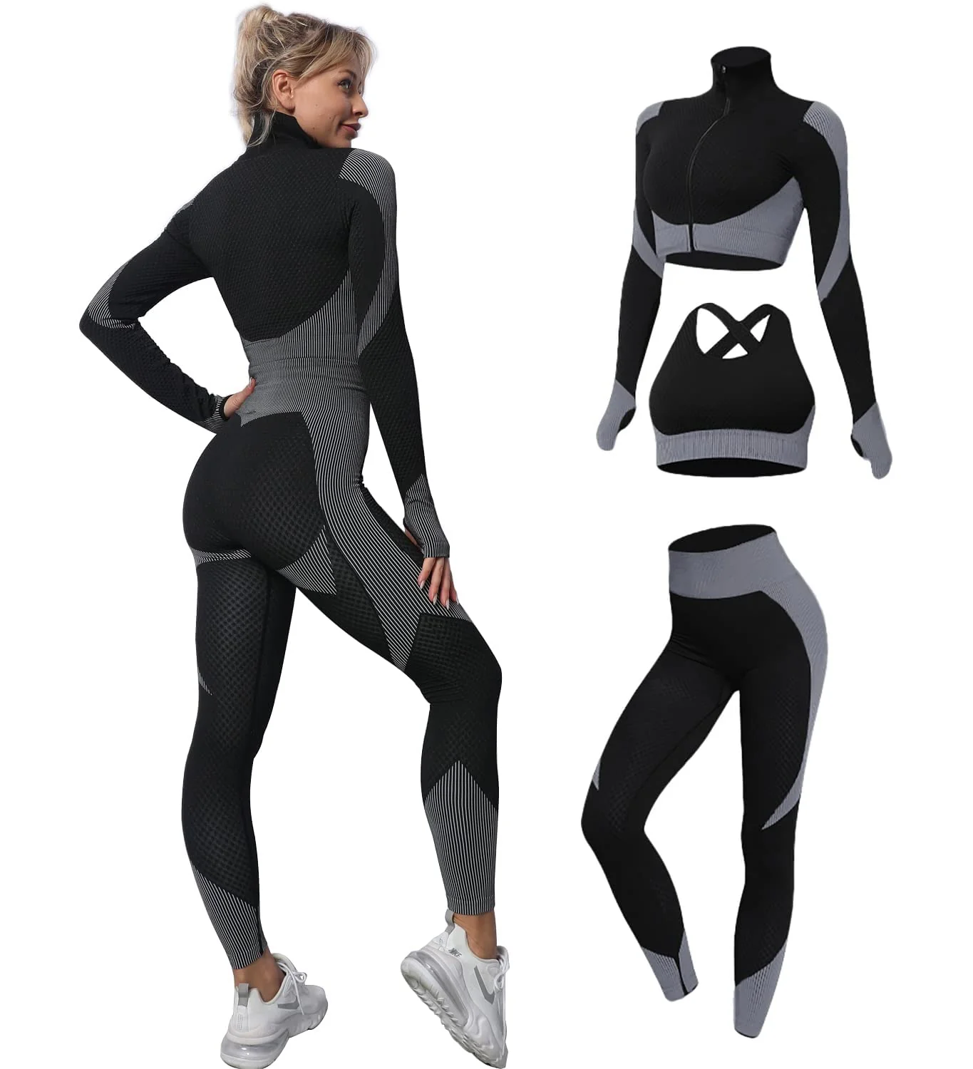 Conjunto de deporte sin costuras (3 piezas) - Image 3