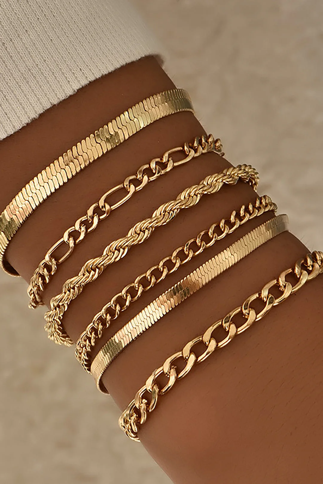 Conjunto de Pulseras de Cadena Cubana de 6 Piezas