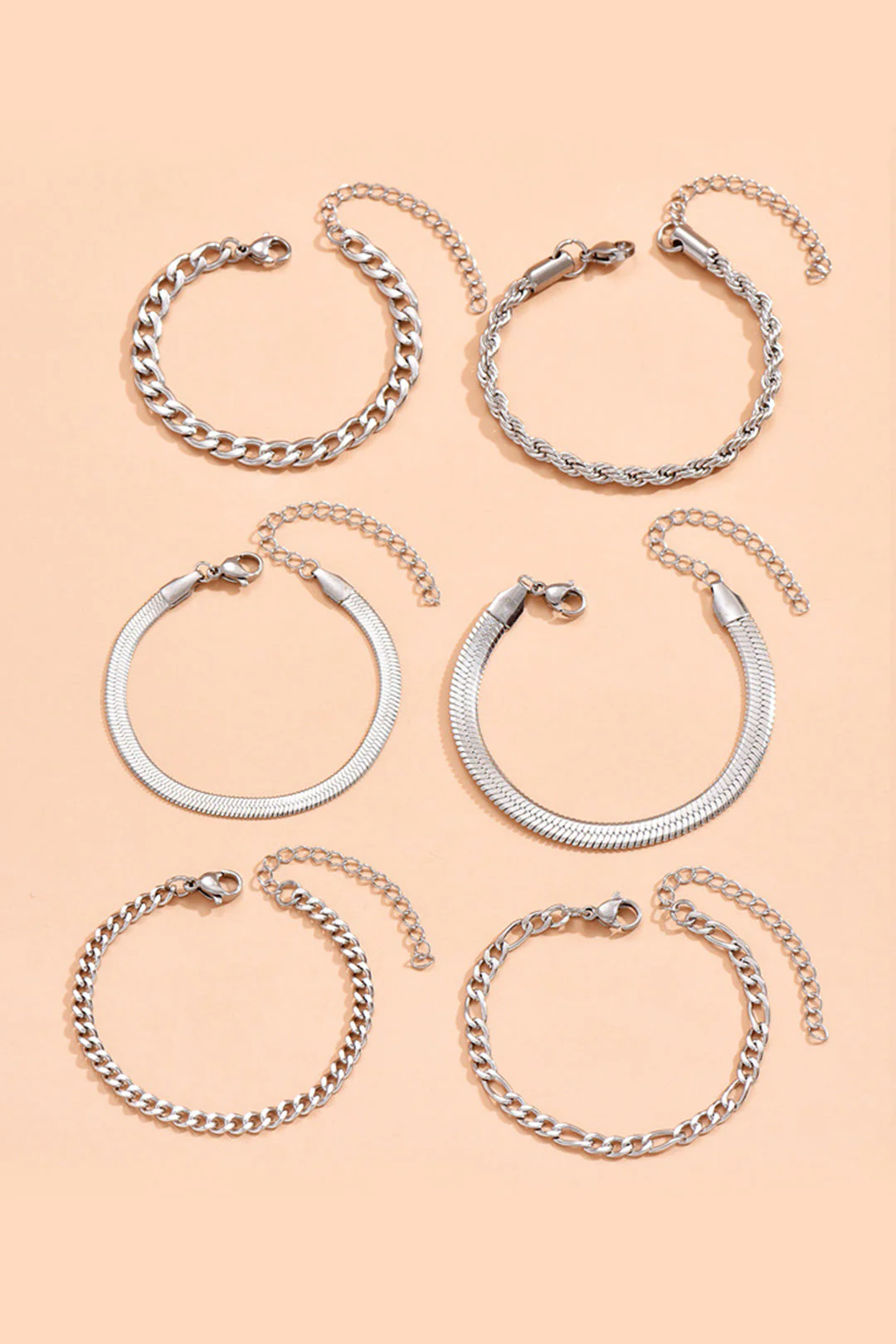 Conjunto de Pulseras de Cadena Cubana de 6 Piezas - Image 2