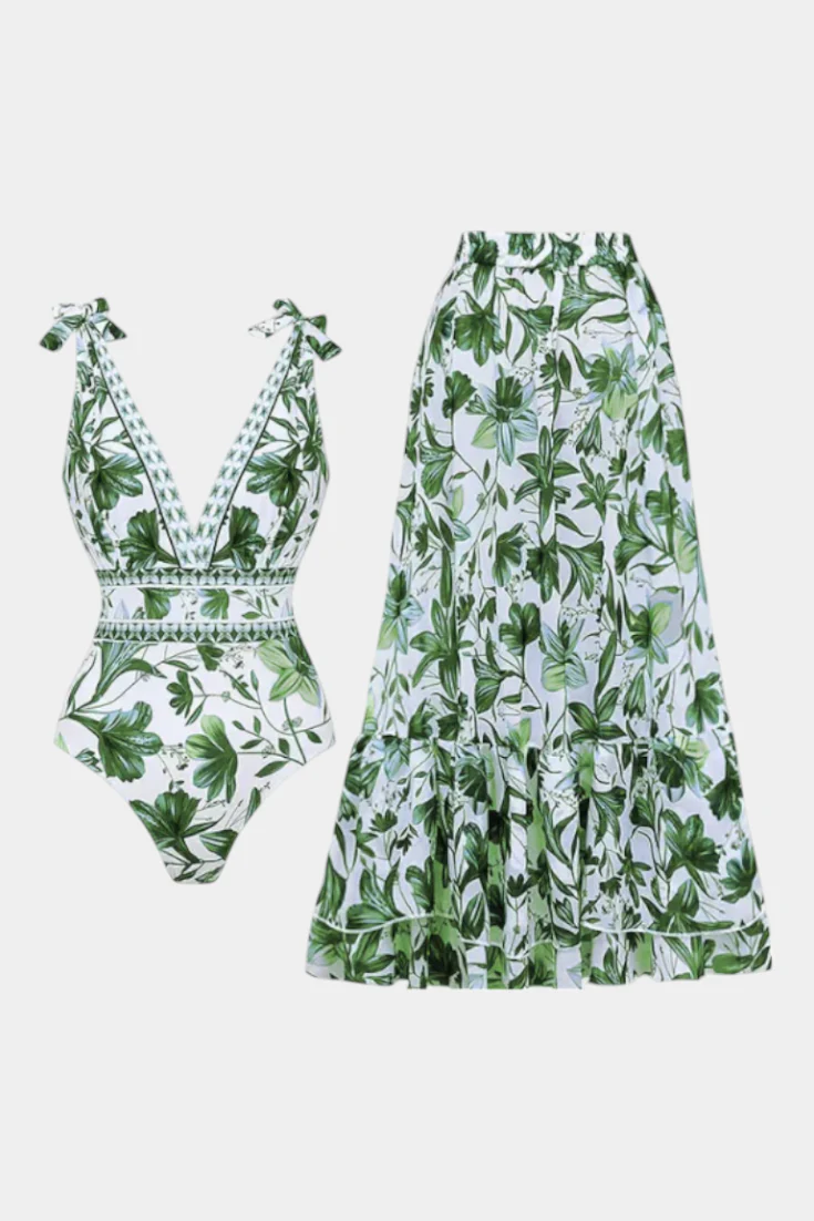 Ahria Conjunto de Traje de Baño de Una Pieza Floral - Image 11