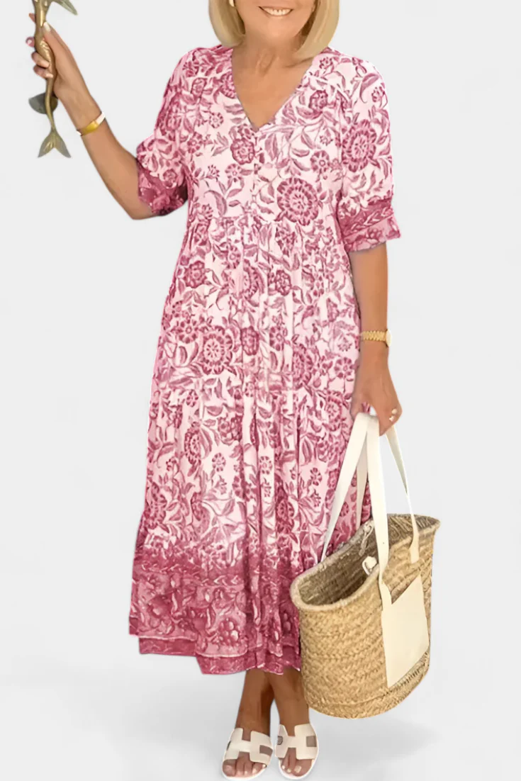 Elcira Vestido Floral con Detalle Bohemio y Escote en V - Image 3
