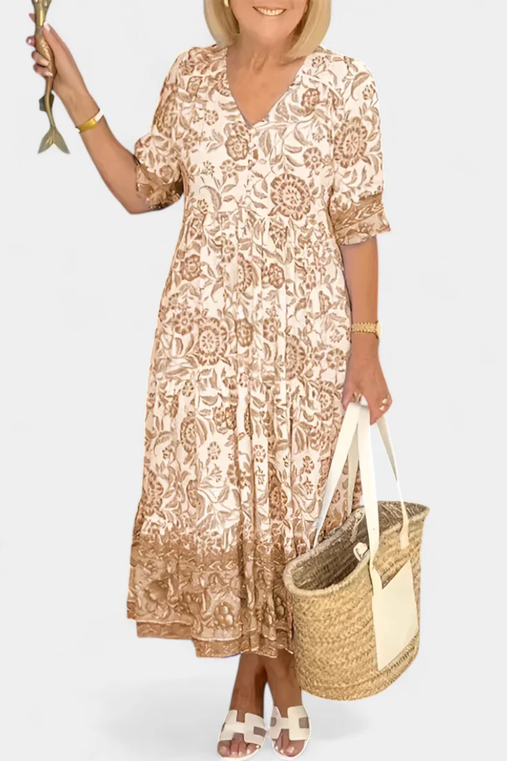 Elcira Vestido Floral con Detalle Bohemio y Escote en V - Image 4