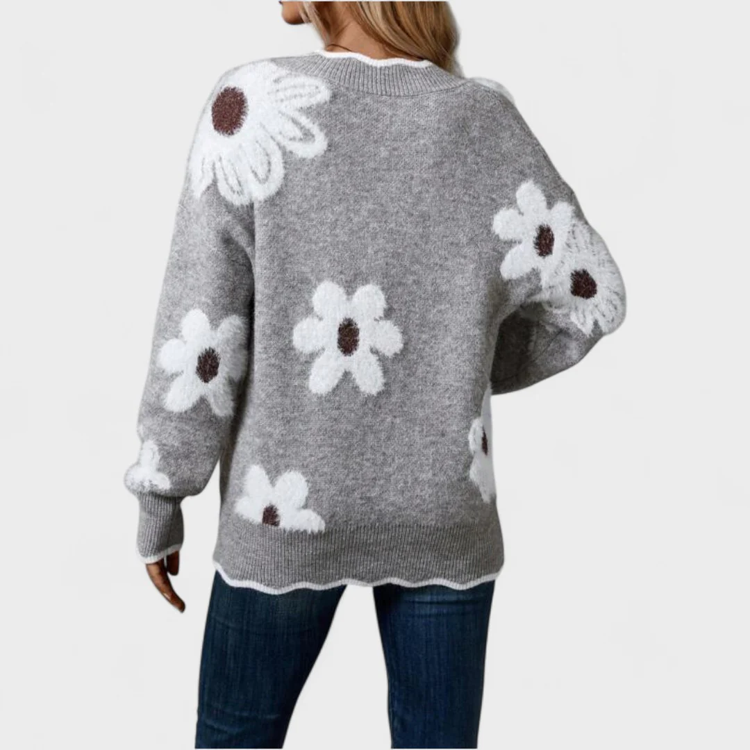 Elisa - Elegante jersey floral con cuello en V - Image 2