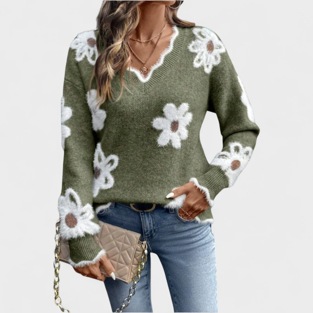 Elisa - Elegante jersey floral con cuello en V - Image 5