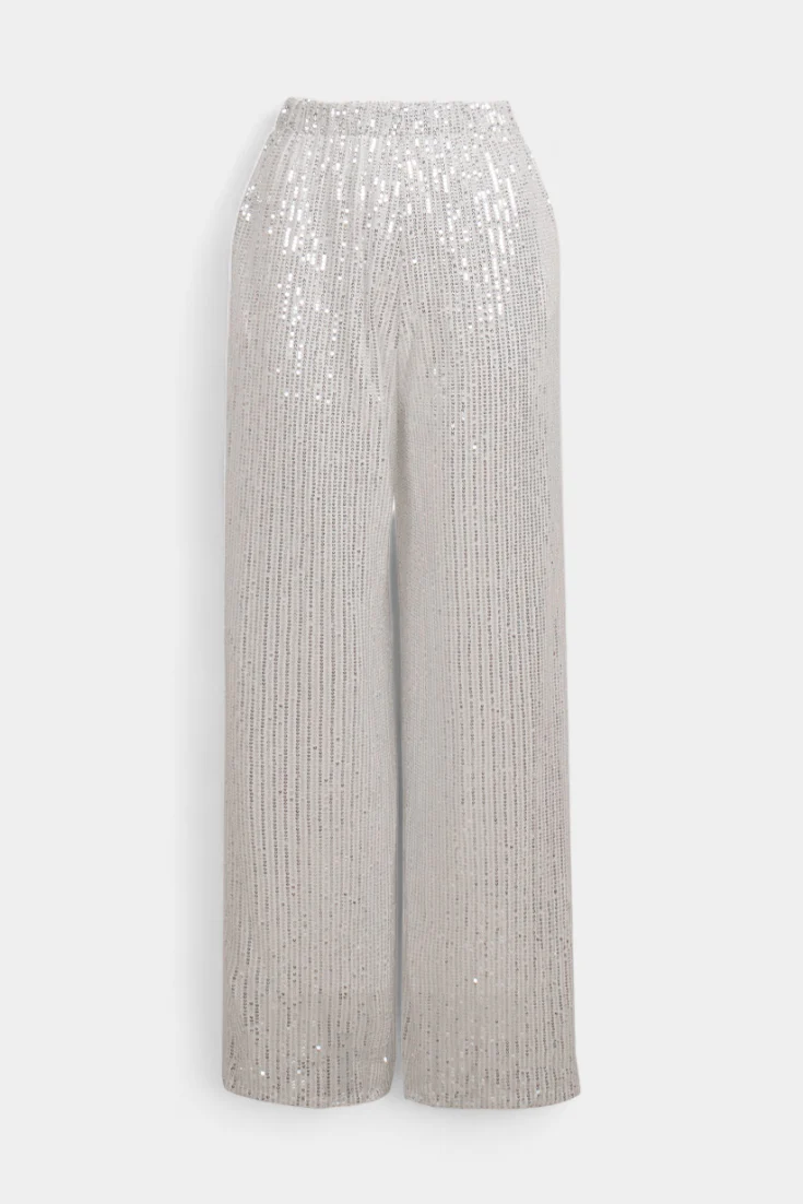 Elva Pantalones de Lentejuelas de Cintura Alta y Corte Holgado - Image 5