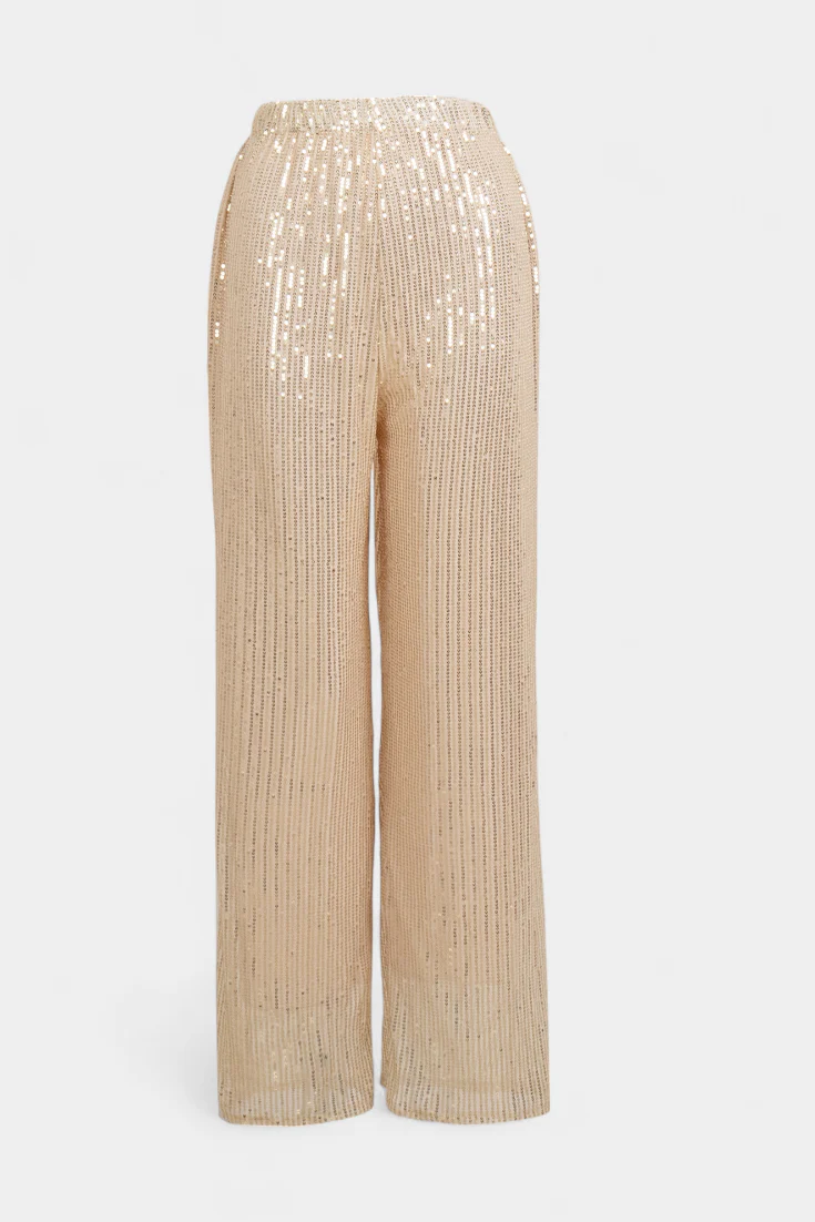 Elva Pantalones de Lentejuelas de Cintura Alta y Corte Holgado - Image 6