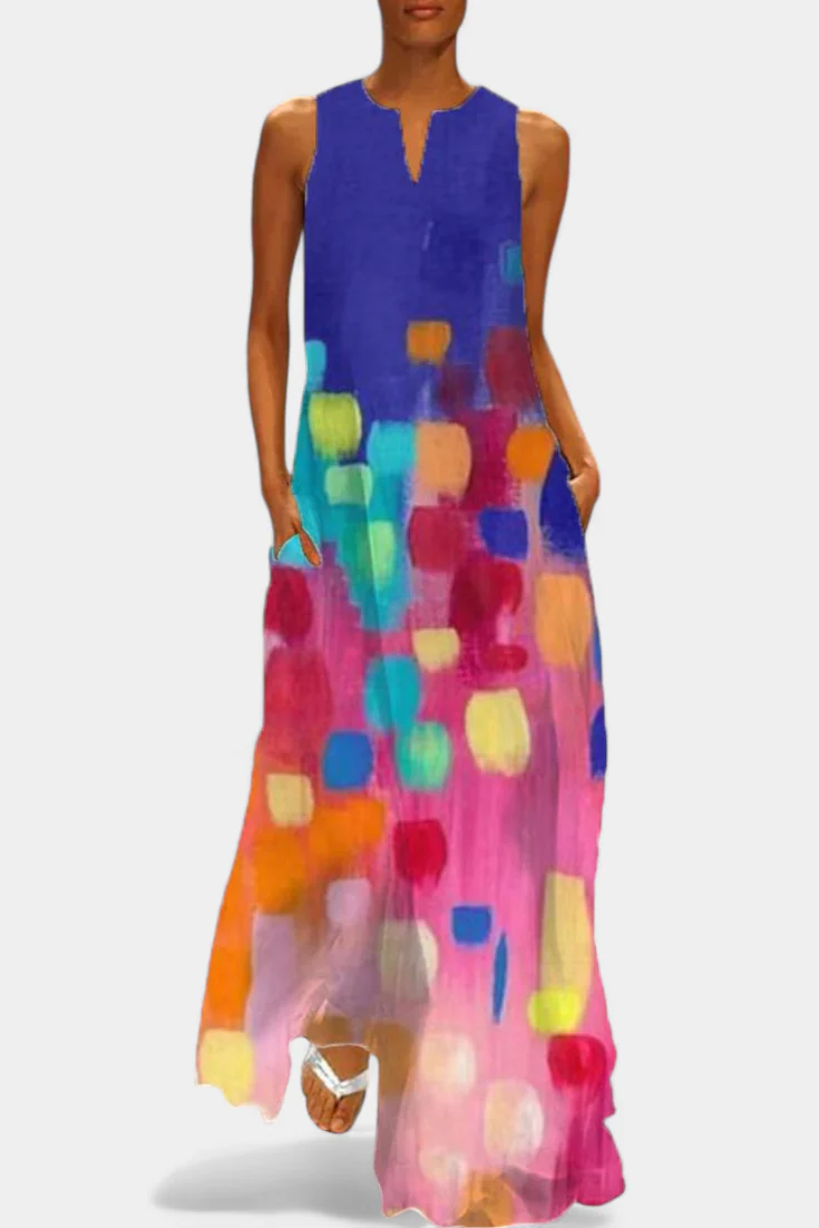Enna Vestido Colorido Sin Mangas con Escote en V - Image 6
