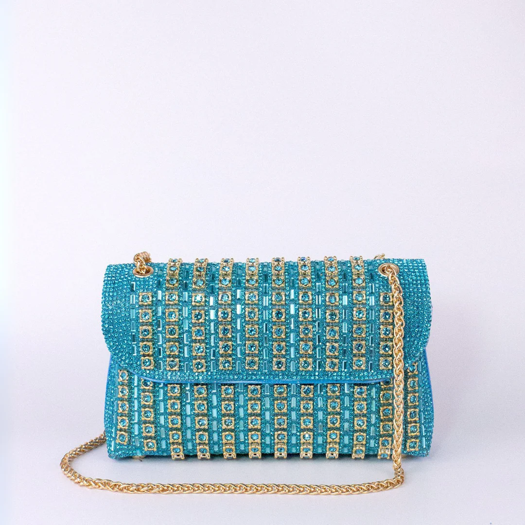 Estrella - Bolso bandolera con cadena elegante y diamantes de colores - Image 6