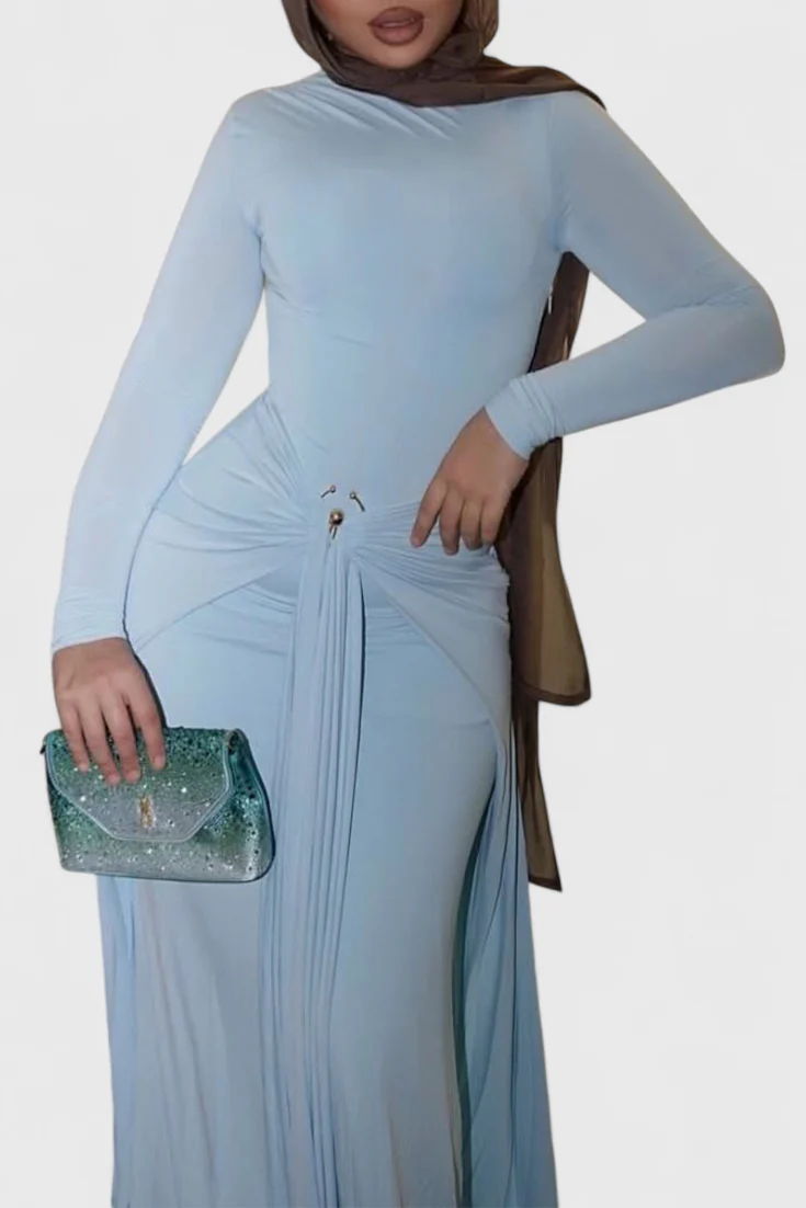 Fátima Vestido Ajustado Plisado con Detalles Metálicos - Image 3