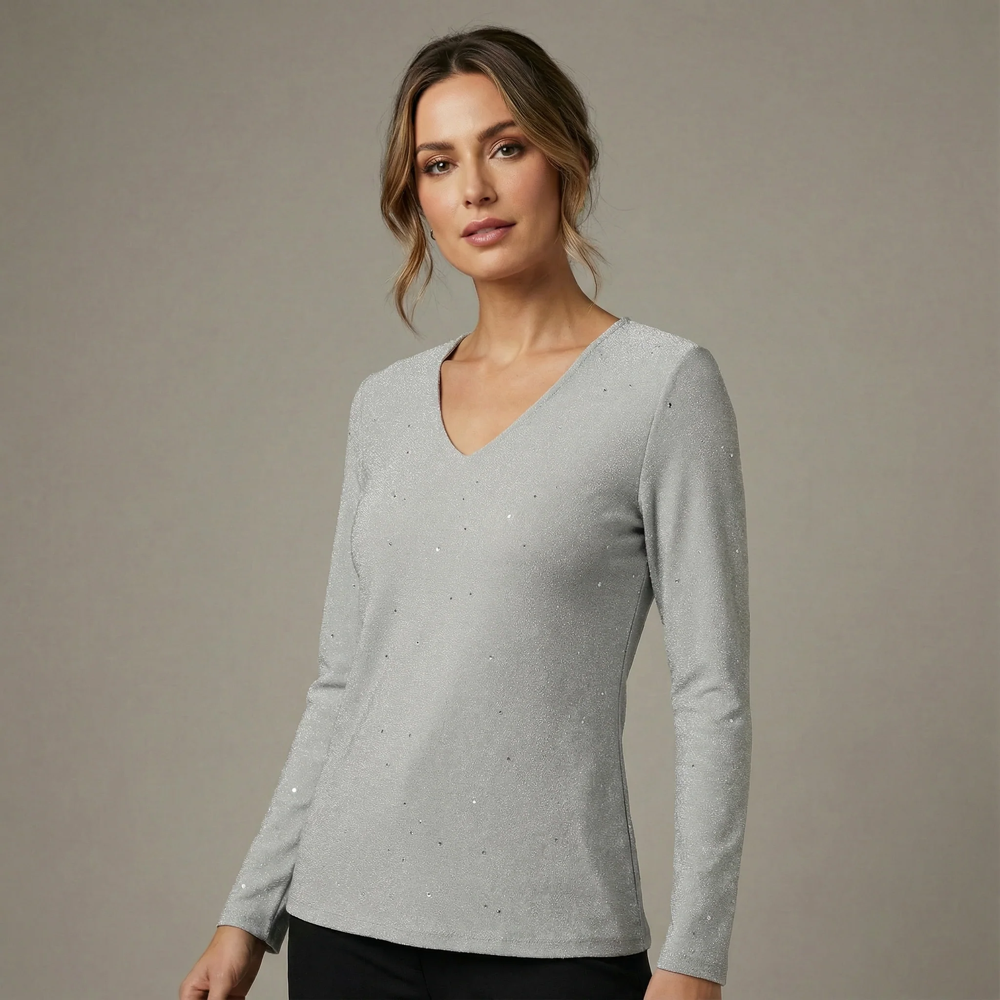 Francisca - Blusa con cuello en V y diseño de rombos - Image 4