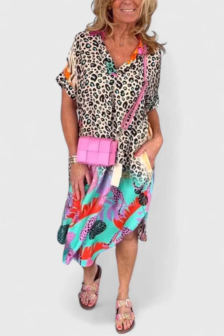 Gala Vestido Boho Casual con Estampado de Leopardo y Escote en V - Image 2