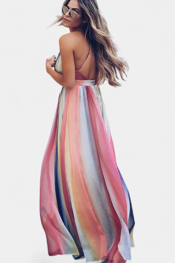 Gretchen Vestido de Rayas Multicolor con Escote en V - Image 2