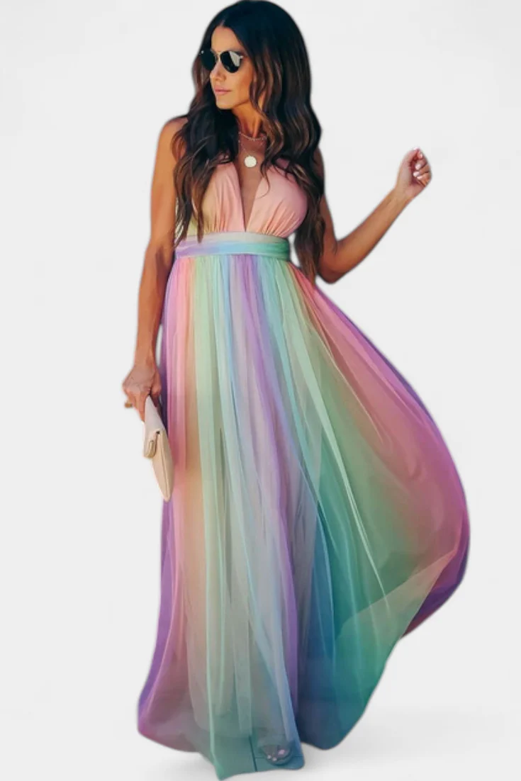 Gretchen Vestido de Rayas Multicolor con Escote en V - Image 6